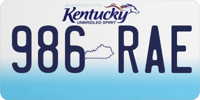 KY license plate 986RAE