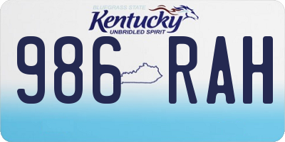KY license plate 986RAH