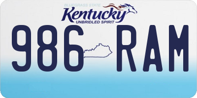KY license plate 986RAM