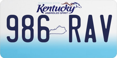 KY license plate 986RAV