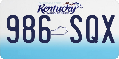 KY license plate 986SQX