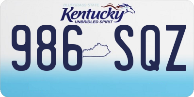 KY license plate 986SQZ