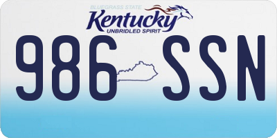 KY license plate 986SSN
