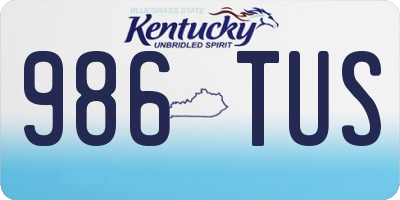 KY license plate 986TUS