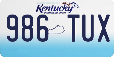 KY license plate 986TUX