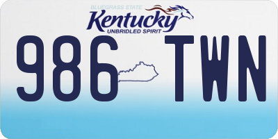 KY license plate 986TWN