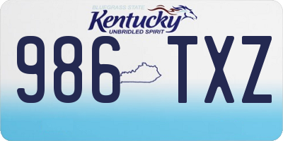 KY license plate 986TXZ