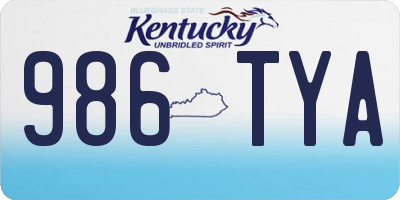 KY license plate 986TYA