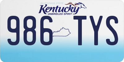 KY license plate 986TYS