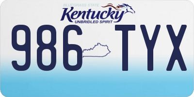 KY license plate 986TYX