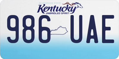 KY license plate 986UAE