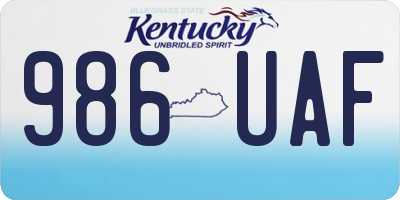 KY license plate 986UAF
