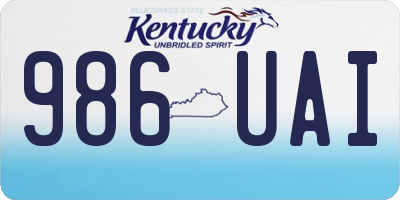 KY license plate 986UAI