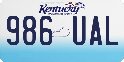 KY license plate 986UAL