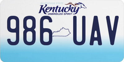 KY license plate 986UAV