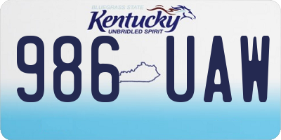 KY license plate 986UAW