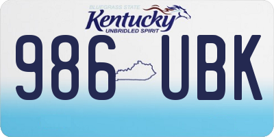 KY license plate 986UBK