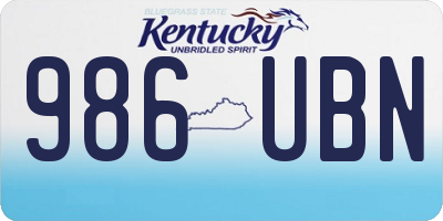 KY license plate 986UBN