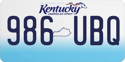 KY license plate 986UBQ