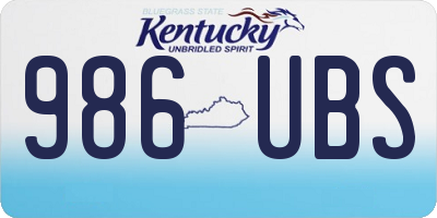 KY license plate 986UBS