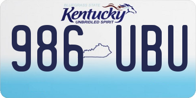 KY license plate 986UBU