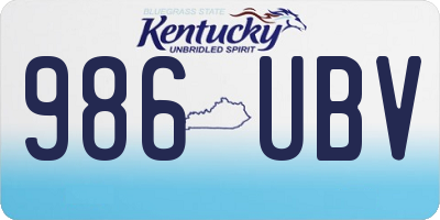 KY license plate 986UBV