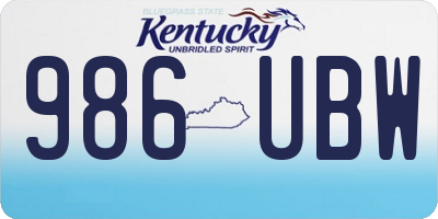 KY license plate 986UBW