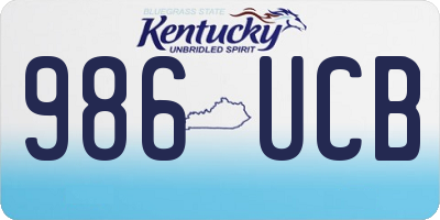 KY license plate 986UCB
