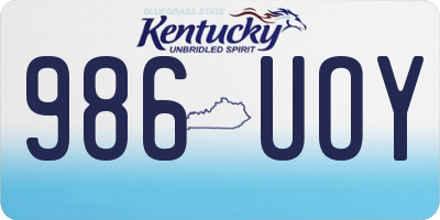 KY license plate 986UOY