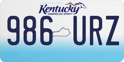 KY license plate 986URZ