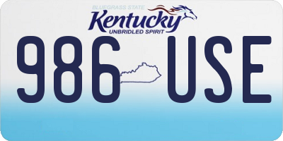 KY license plate 986USE