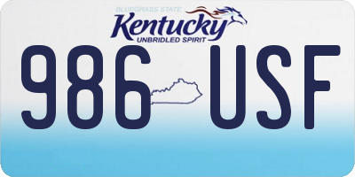 KY license plate 986USF