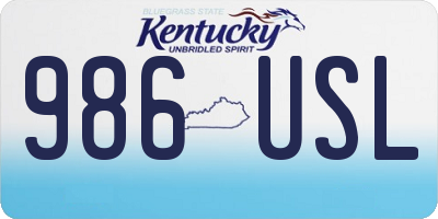 KY license plate 986USL