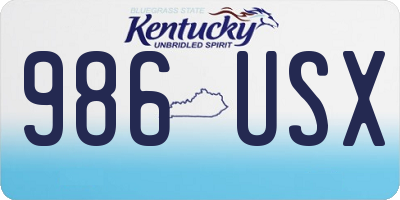 KY license plate 986USX