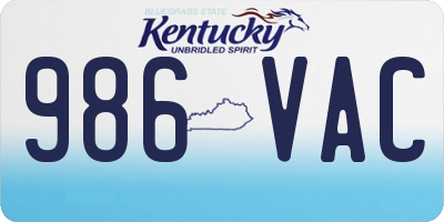 KY license plate 986VAC