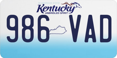 KY license plate 986VAD