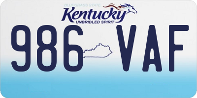 KY license plate 986VAF