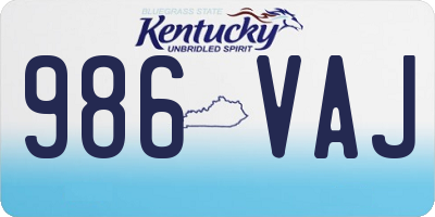 KY license plate 986VAJ