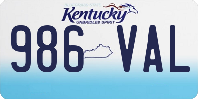 KY license plate 986VAL