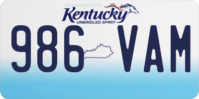 KY license plate 986VAM