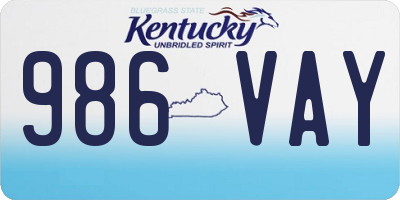 KY license plate 986VAY
