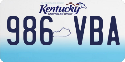 KY license plate 986VBA