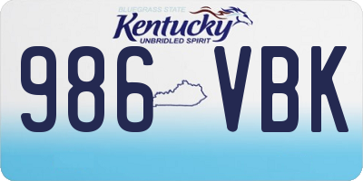 KY license plate 986VBK