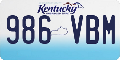 KY license plate 986VBM