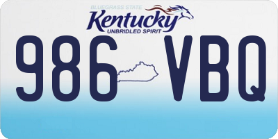 KY license plate 986VBQ