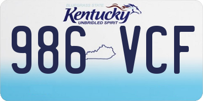 KY license plate 986VCF