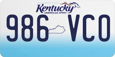KY license plate 986VCO