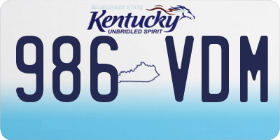 KY license plate 986VDM