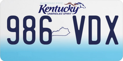 KY license plate 986VDX