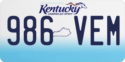KY license plate 986VEM